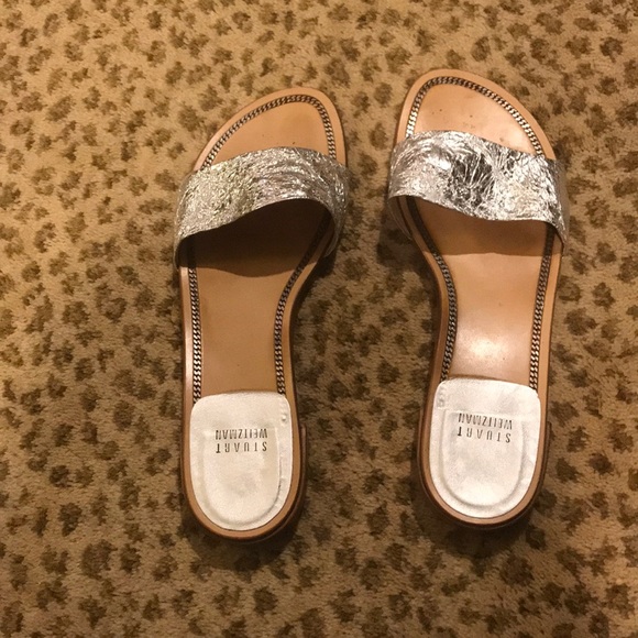 Stuart Weitzman silver slide sandals - Picture 3 of 6